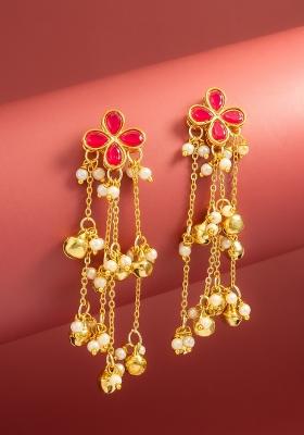 Red Alloy Drop Earring