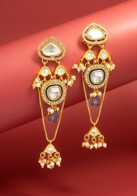 Golden Alloy Chandelier Earring