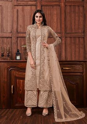 Women Striped Net Bling it On Kurta Set