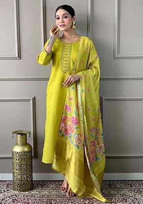 Lemon Embroidered Bloom Kurta Set main image 0