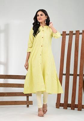 Soft muslin 2 pc Kurta set- Lemon Yellow