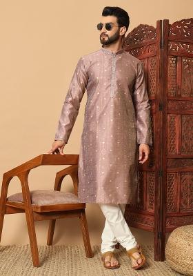 Multicolor Embroidered Jacquard kurta Set For Men