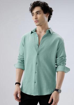 Green Printed Polyester Shirt For Men