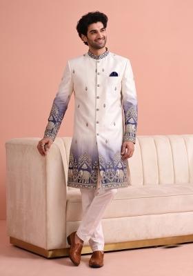Multicolor Embroidery Satin Indo Western For Men