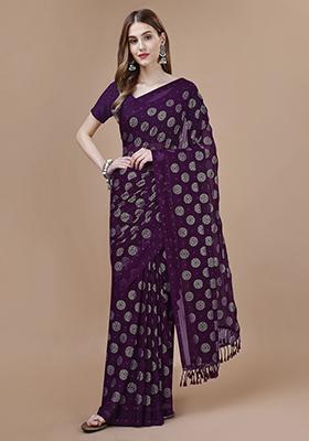 Women Party Wear Flower Foil Print Dhola Silk Saree with Un Stitched Blouse main image 0