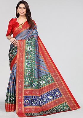 Women Casual Wear Printed Dhola Silk Saree With Un Stitched Blouse