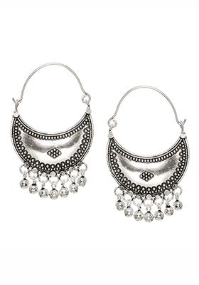 AVNI by GIVA 925 Oxidised Silver Studded Hoop Earrings  Gifts for  Girlfriend Gifts for Women and Girls  With Certificate of Authenticity  and 925 Stamp  6 Month Warranty  Amazonin Fashion